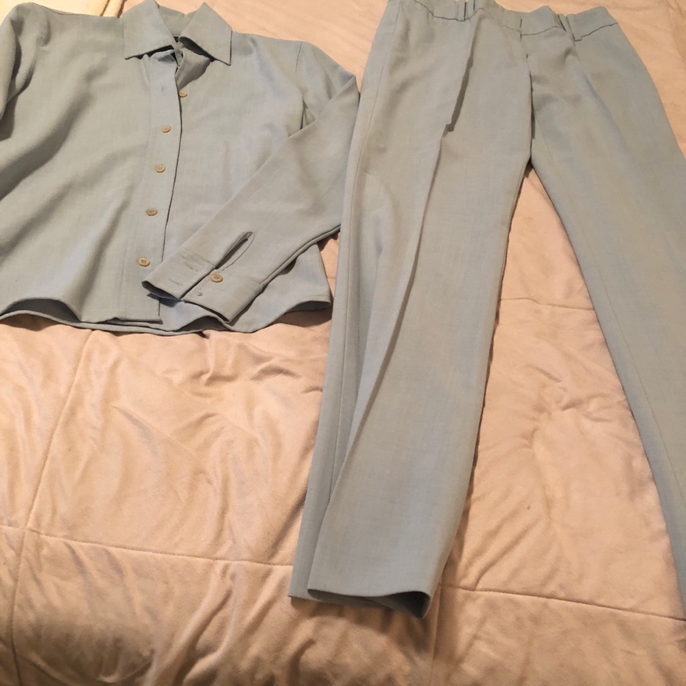 2-piece pants suit flared legs